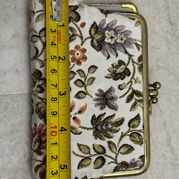 Vintage Baronet cowhide Leather floral Tapestry design clutch wallet - Picture 7 of 7